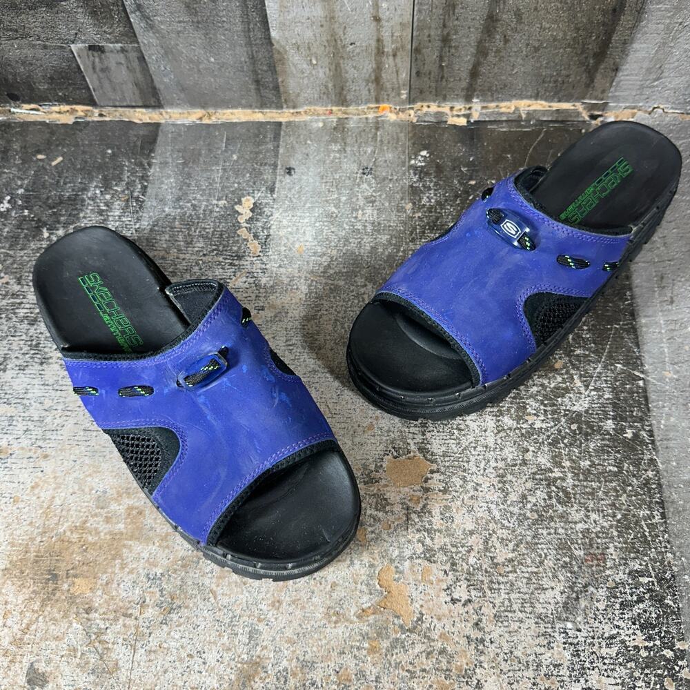 Vintage Skechers Jammers Y2K 90s Leather Chunky Slide Sandals Youth size 4 EU 36